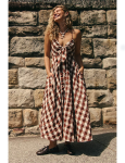 Via Midi Dress, Brown/Combo/Everly